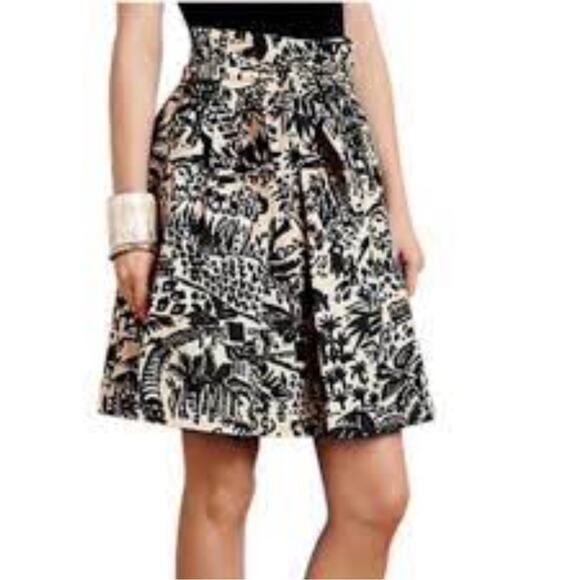 COREY LYNN CALTER Anthropologie Palm Garden Print Pleated A-Line Skirt size 8 - Picture 1 of 7